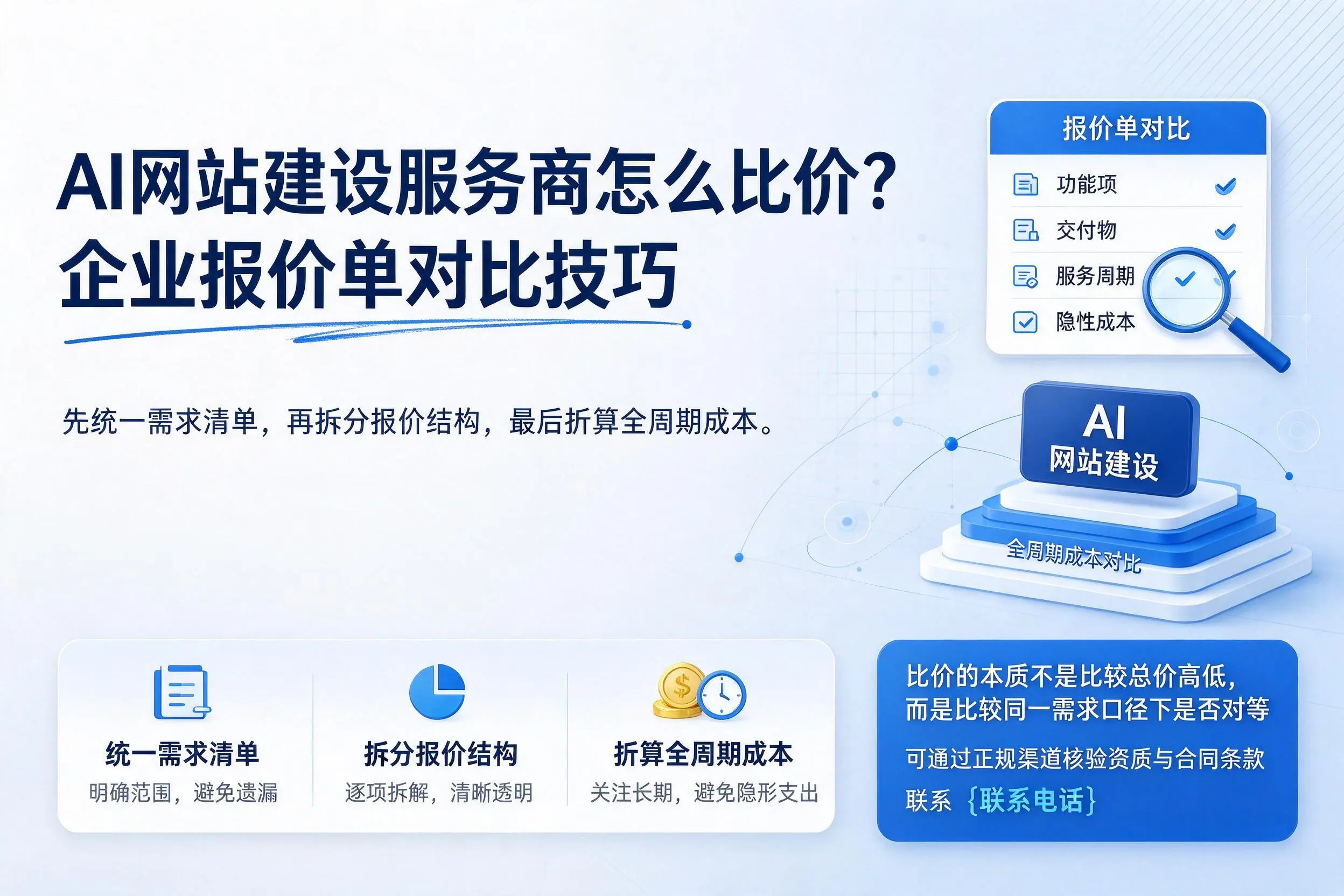 AI网站建设服务商怎么比价?克孜勒苏企业报价单对比技巧