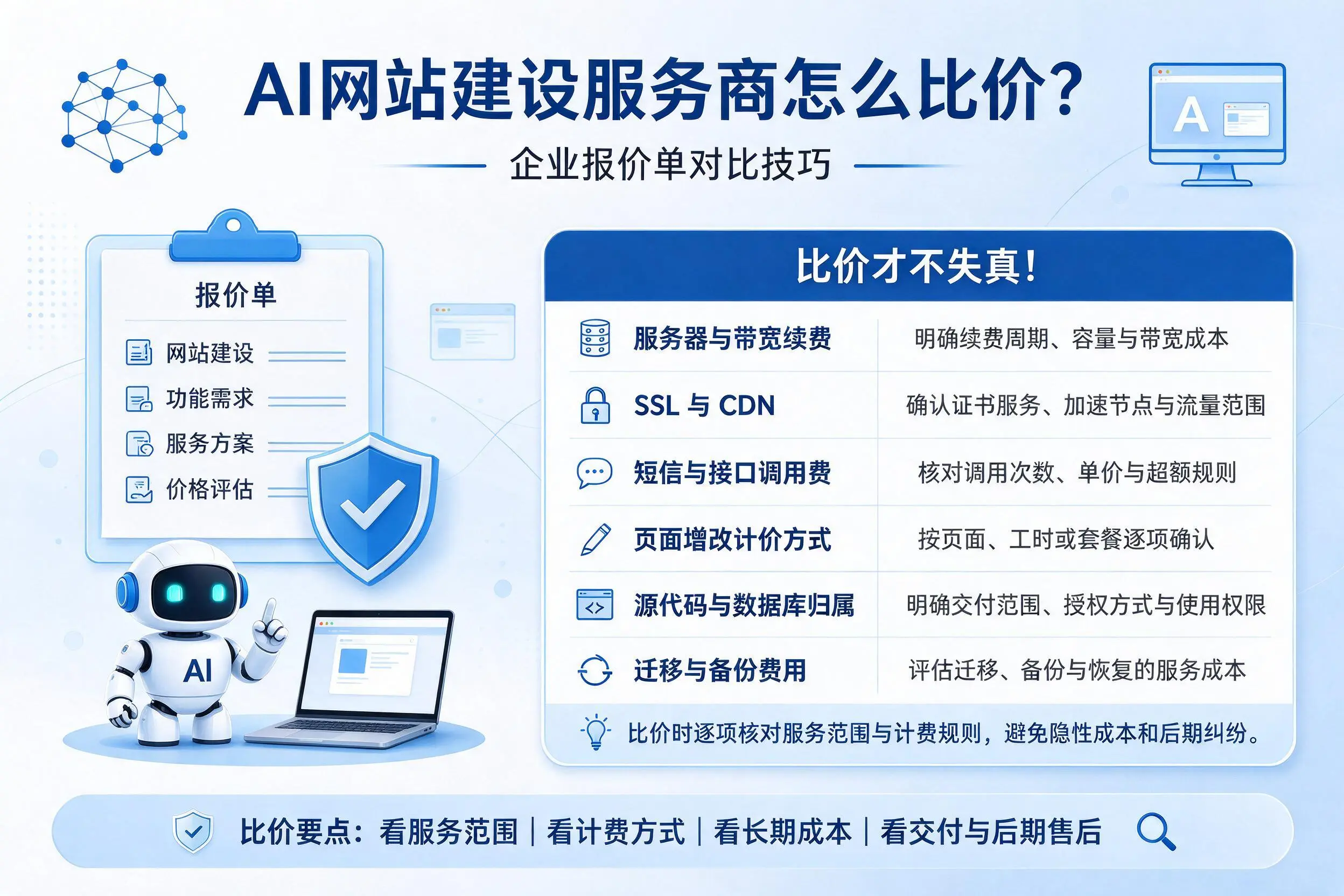AI网站建设服务商怎么比价?克孜勒苏企业报价单对比技巧