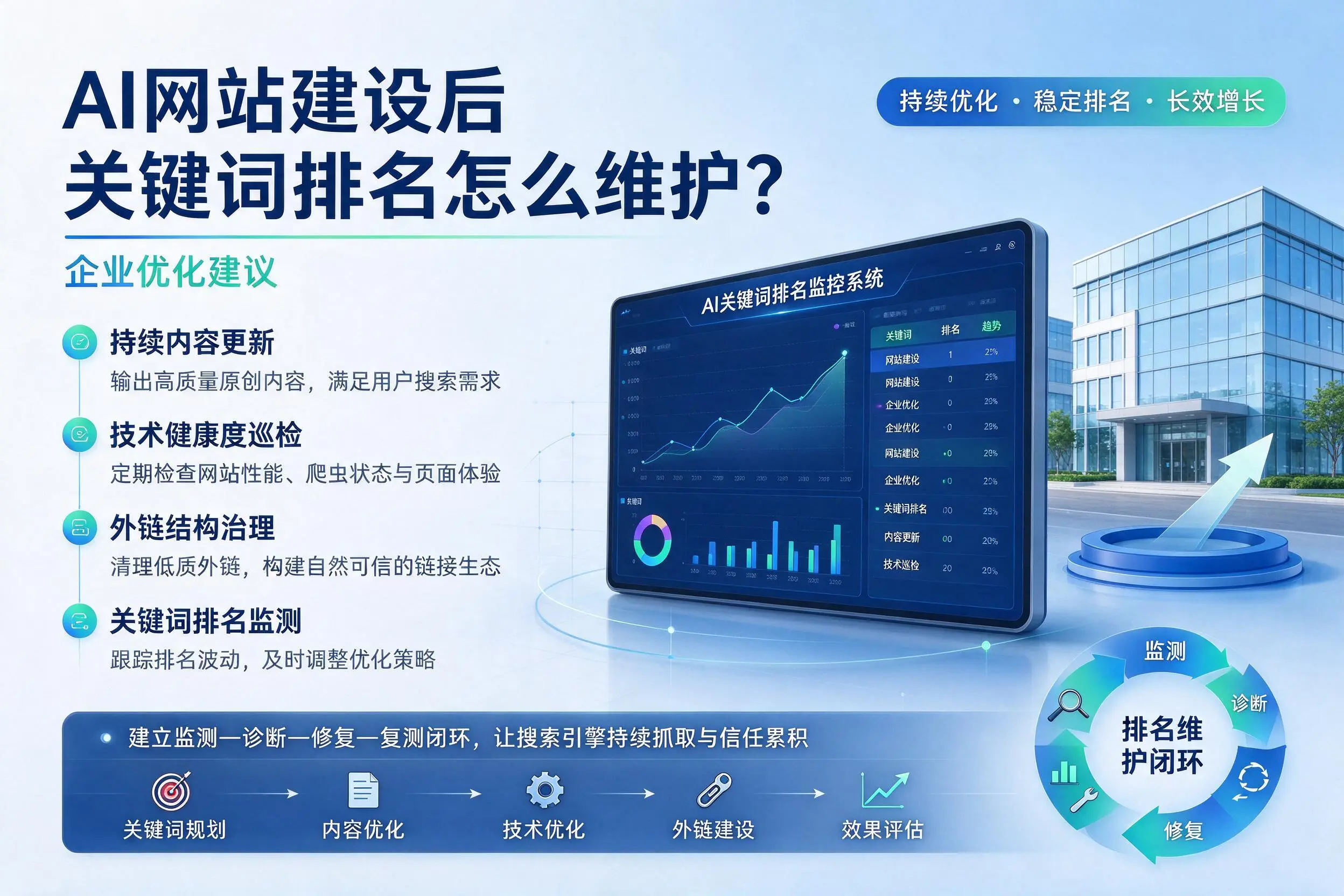 AI网站建设后关键词排名怎么维护?克孜勒苏企业优化建议