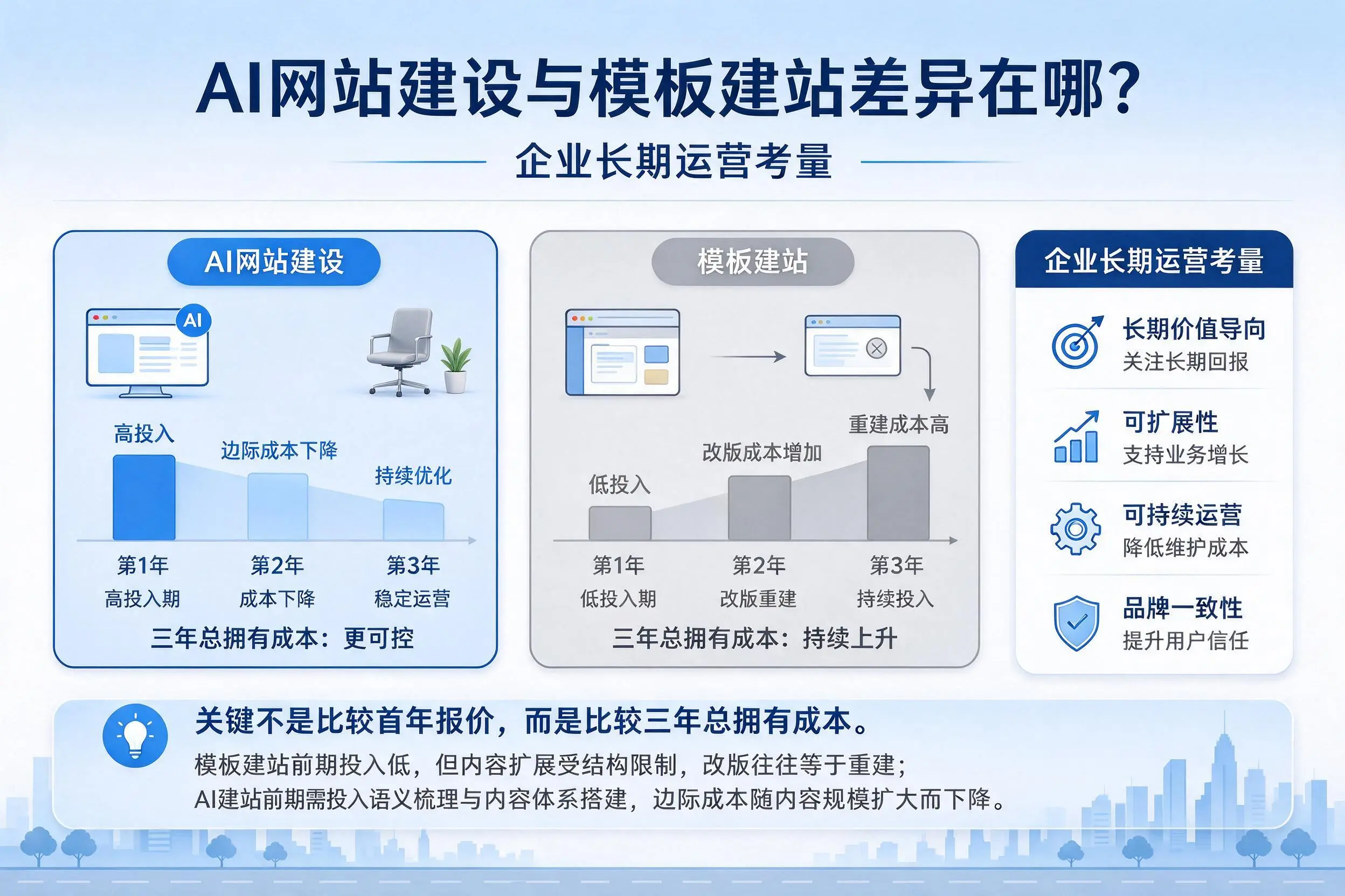 AI网站建设与模板建站差异在哪？克孜勒苏企业长期运营考量
